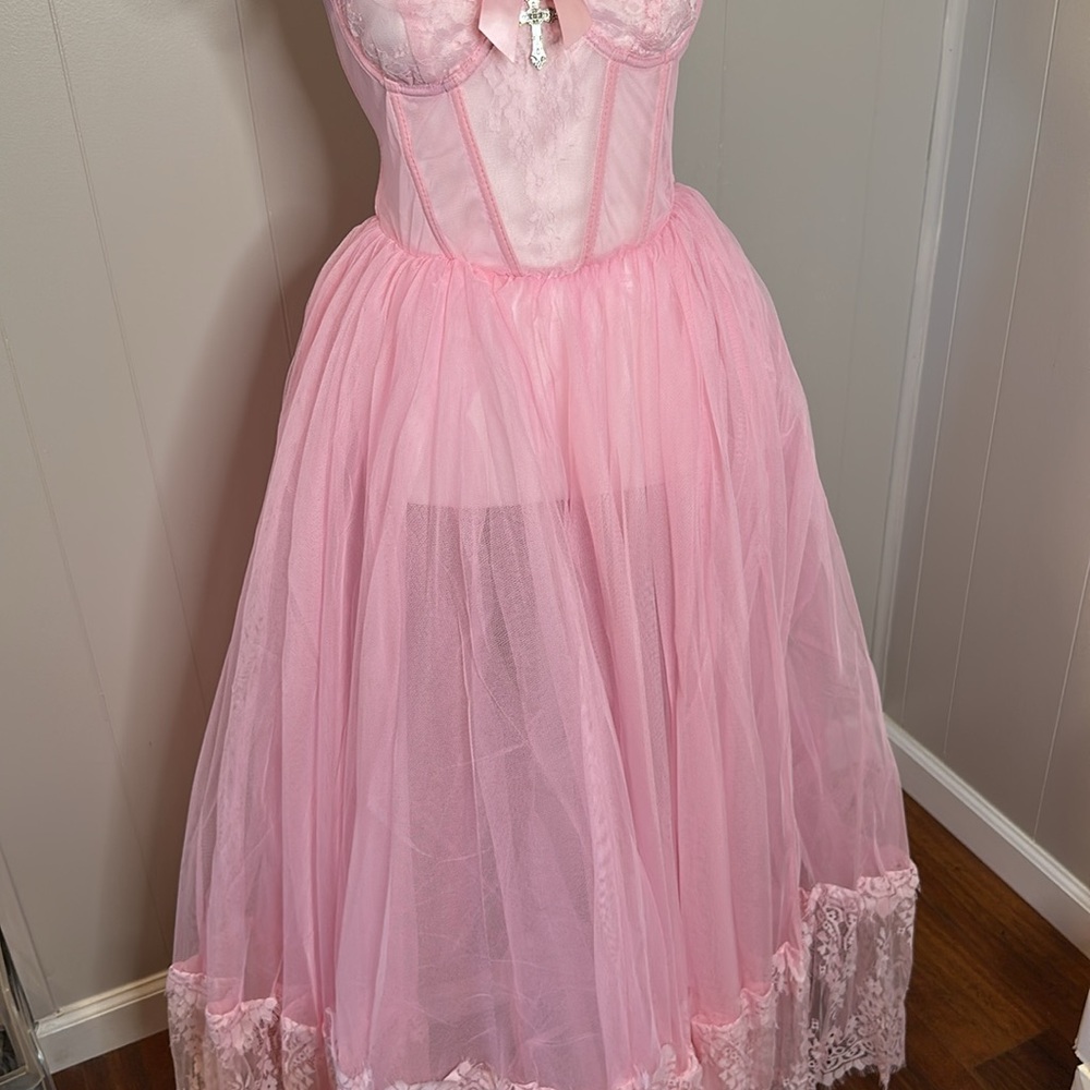 NWT Dolls Kill Widow Dance With Death Sleeveless Maxi Dress - Pink - Picture 10 of 16